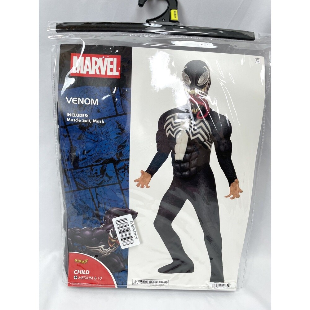 Spirit Halloween Child Medium 8-10 Marvel Venom Costume Muscle Suit Mask